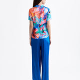 ROYAL BLUE WIDE LEG SILK PANTS
