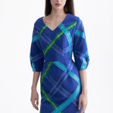 ROYAL BLUE MIDI DRESS WITH ORGANZA DETAILS
