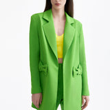 GREEN BLAZER WITH BOWS