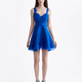 ROYAL BLUE ORGANZA FOLD MINI DRESS