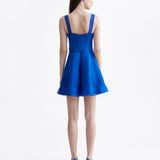 ROYAL BLUE ORGANZA FOLD MINI DRESS