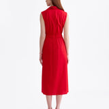 RED COTTON SHIRTDRESS WITH RIBBONS