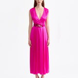 PINK V-NECK SILK DRESS