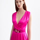 PINK V-NECK SILK DRESS
