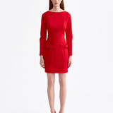 RED COTTON MINI DRESS WITH BOWS