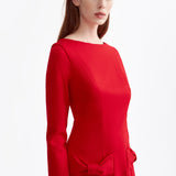RED COTTON MINI DRESS WITH BOWS