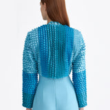 BLUE RIBBONED SHORT BLAZER