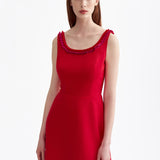 RED MINI DRESS WITH RIBBON CORSET