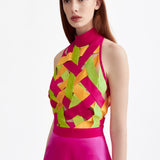 NEON SATIN CROP TOP