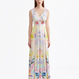 SIGNATURE LOVEBIRD SILK MAXI DRESS