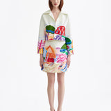 WHITE COTTON HAND-PAINTED SKIRT WITH RIBBONS