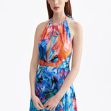 BLOOM SIGNATURE HIGH-NECK SILK DRESS