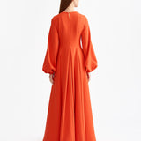 DEEP V-NECK EVENING DRESS WITH BEADS