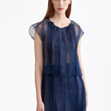 LASHES BLUE SILK ORGANZA BLOUSE