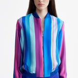 STRIPES SILK BOMBER JACKET