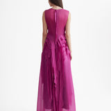 MAGENTA SILK ORGANZA WAVES DRESS