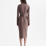 BROWN COTTON DRESS WITH RIBBONS