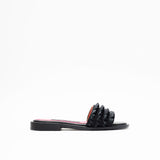BLACK RIBBONED SLIPPERS