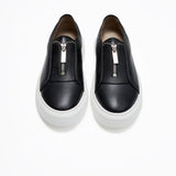 BLACK LEATHER SNEAKERS WITH ZIPPERS