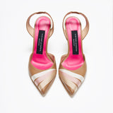 NUDE SILK RIBBON HIGH HEELS