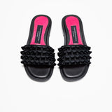 BLACK RIBBONED SLIPPERS