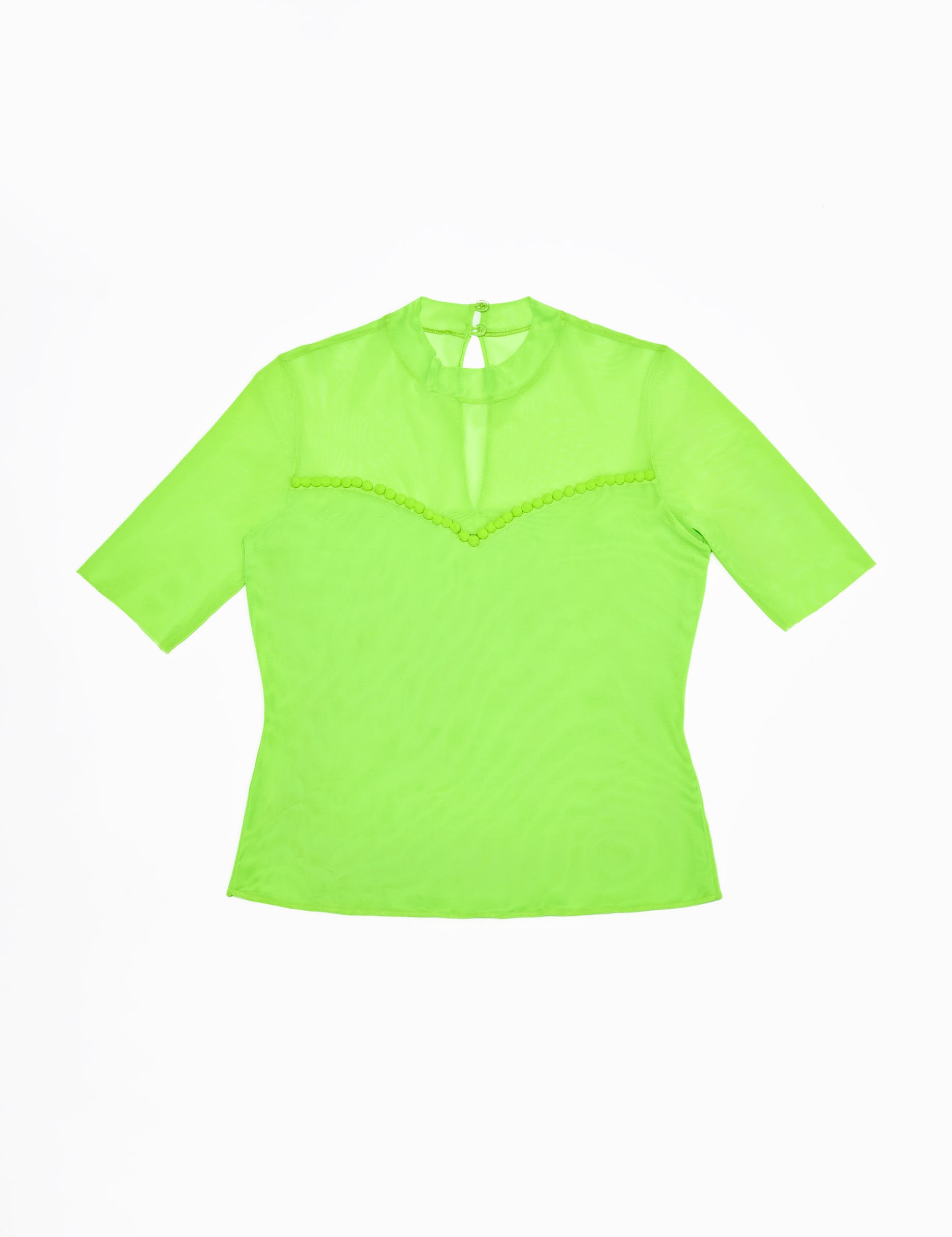 MESH TOP WITH POM-POM DETAILS
