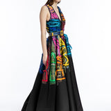 SIGNATURE HAND-PAINTED RIBBONED EVENING DRESS