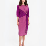 PURPLE TIE-FRONT MIDI DRESS