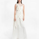 WHITE SILK ORGANZA WAVES DRESS
