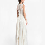 WHITE SILK ORGANZA WAVES DRESS