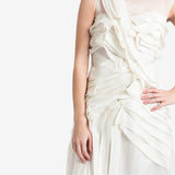 WHITE SILK ORGANZA WAVES DRESS