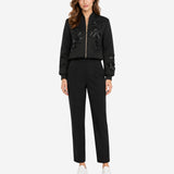 BLACK NEOPRENE RIBBONED BOMBER