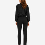 BLACK NEOPRENE RIBBONED BOMBER