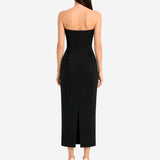 FLOWERS BLACK CORSET MIDI DRESS