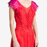 CORAL SILK ORGANZA EVENING DRESS