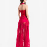 MAGENTA SILK ORGANZA DRESS