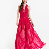 MAGENTA SILK ORGANZA DRESS