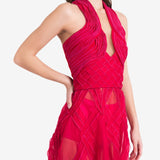 MAGENTA SILK ORGANZA DRESS
