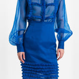 SILK ORGANZA BLUE SHIRT
