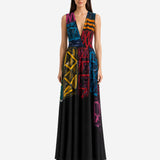 SIGNATURE HAND-PAINTED RIBBONED COTTON EVENING DRESS