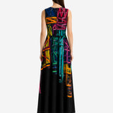 SIGNATURE HAND-PAINTED RIBBONED COTTON EVENING DRESS