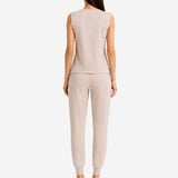 COZY NEOPRENE BEIGE SLEEVELESS TOP