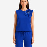 COZY NEOPRENE BLUE SLEEVELESS TOP