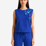 COZY NEOPRENE BLUE SLEEVELESS TOP