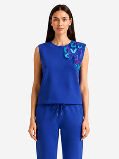 COZY NEOPRENE BLUE SLEEVELESS TOP