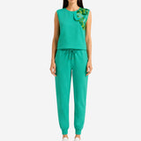 COZY NEOPRENE GREEN SLEEVELESS TOP