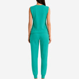 COZY NEOPRENE GREEN SLEEVELESS TOP