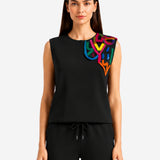 COZY NEOPRENE BLACK SLEEVELESS TOP