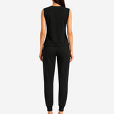 COZY NEOPRENE BLACK SLEEVELESS TOP