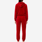 COZY VELVET RED LOVE ZIP-UP HOODIE